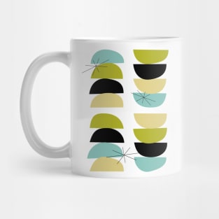 Turquoise Yellow Green Black Scandinavian Half Circles Mug